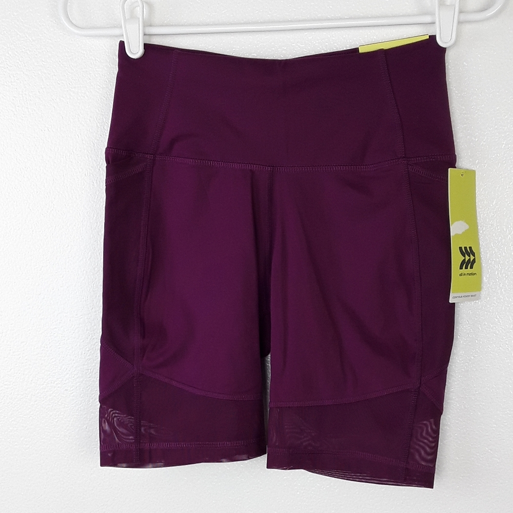 All In Motion Shorts High Rise Power Waist Purple Size XS Activewear NWT